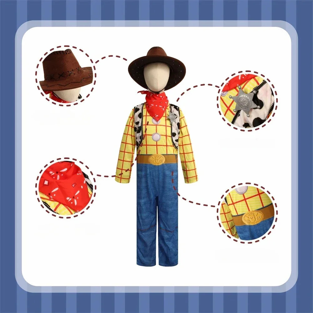 Jessie Cowgirl Cosplay Jumpsuit - Full Costume Set with Hat for Halloween & Party Role Play