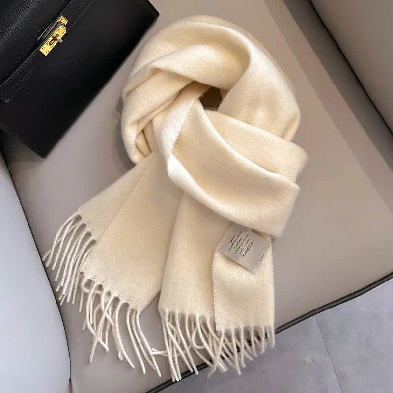 Winter Narrow Wool Scarf – 28 Colors, 100% Wool Solid Color Unisex Scarf for Men & Women, Warm and Cold-Proof