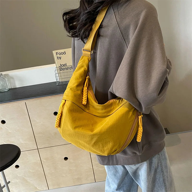 New Nylon Fabric Shoulder Bag – High Capacity Women's Crossbody Messenger Bag, Versatile & Leisure Hobo