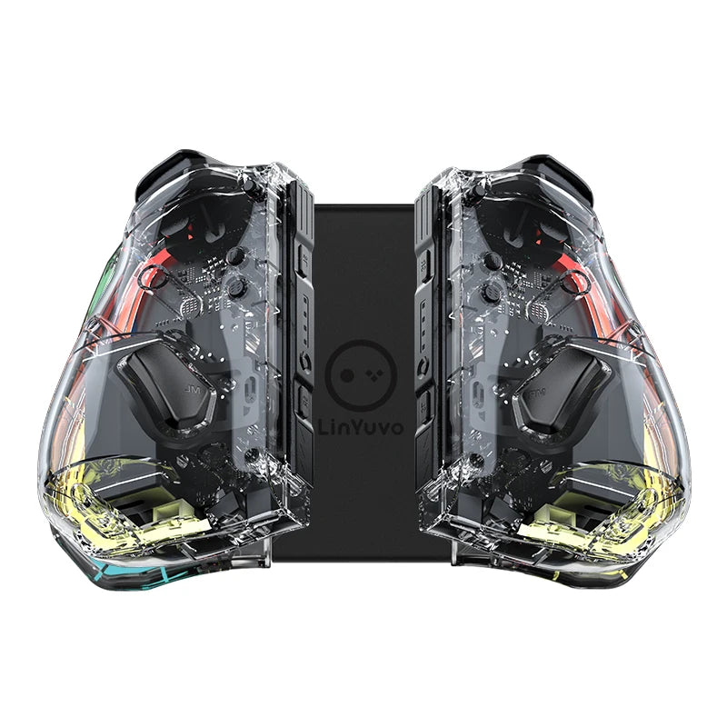 LinYuvo KS40 Transparent Wireless Joy-Pad – 8 Color LED Controller with Turbo Function for Switch/NS OLED & Lite