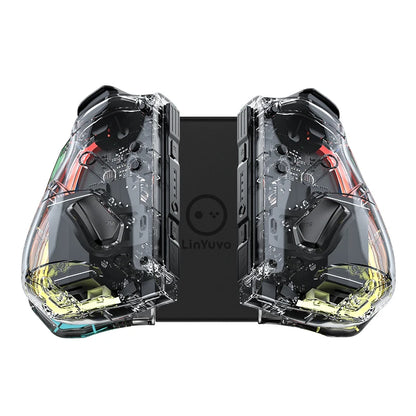 LinYuvo KS40 Transparent Wireless Joy-Pad – 8 Color LED Controller with Turbo Function for Switch/NS OLED & Lite