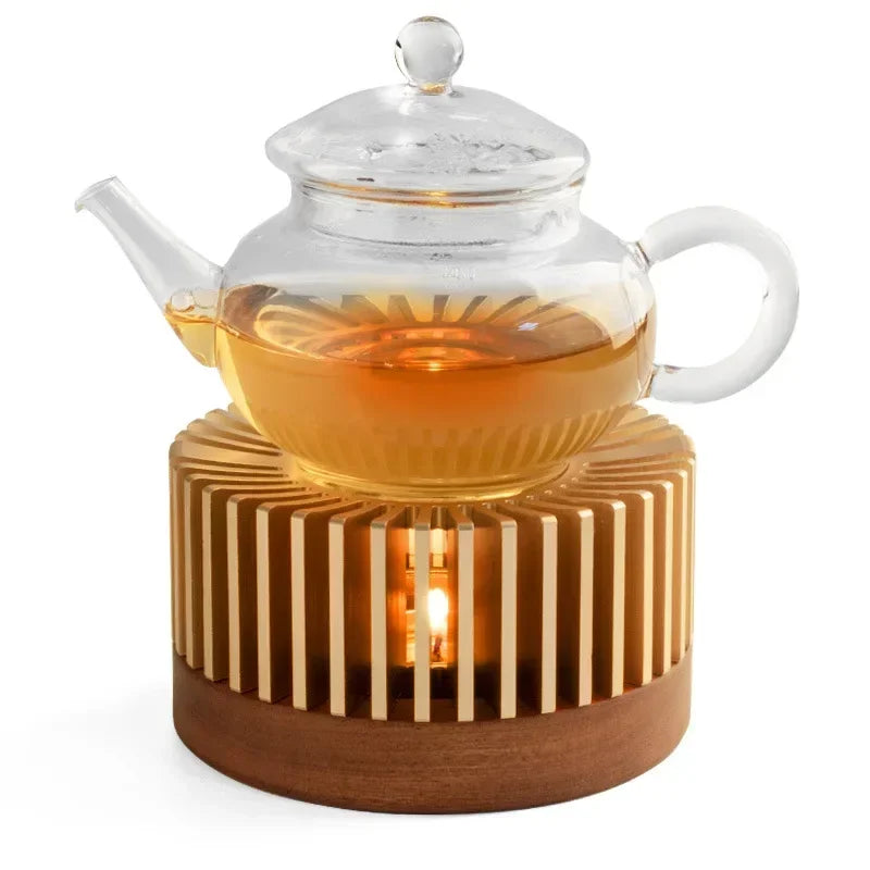 Gold Hollow Aluminum Alloy Teapot Warmer – Candle Base Heater for Coffee, Tea, and Milk Pots