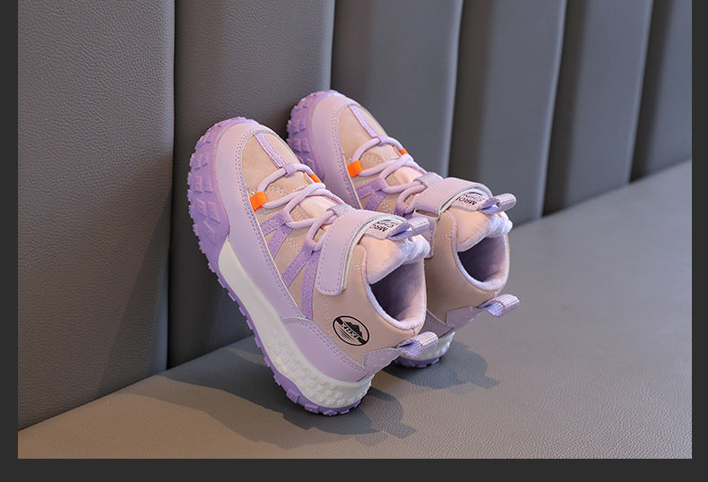 Children’s Autumn Winter Sneakers – Plush Cashmere Lined Sport Shoes for Boys & Girls, Warm Casual Running Flats for Teens