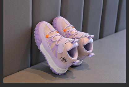 Children’s Autumn Winter Sneakers – Plush Cashmere Lined Sport Shoes for Boys & Girls, Warm Casual Running Flats for Teens