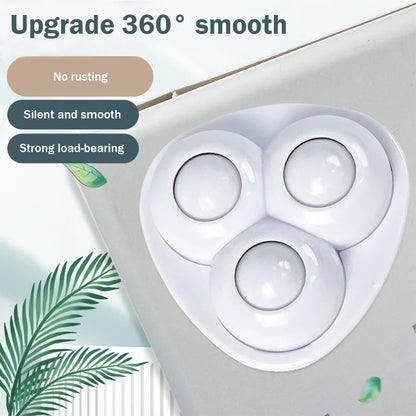4PCS Universal Self-Adhesive Rotating Wheels – Noise-Free Pulley Set for Trash Cans, Kitchen & Small Appliances