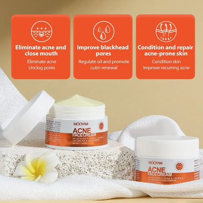 1/3/5-Piece Acne Care Face Cream Set - Hydrating Moisturizer for Blemish Care, Oil Control, and Smoother-Looking Skin