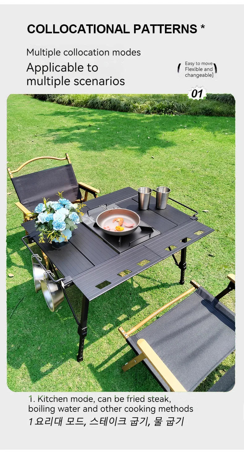 Lohascamping Folding Camping IGT Table – Lightweight Portable Roll Table with Adjustable Legs for BBQ, Desktop Burner & Backpacking