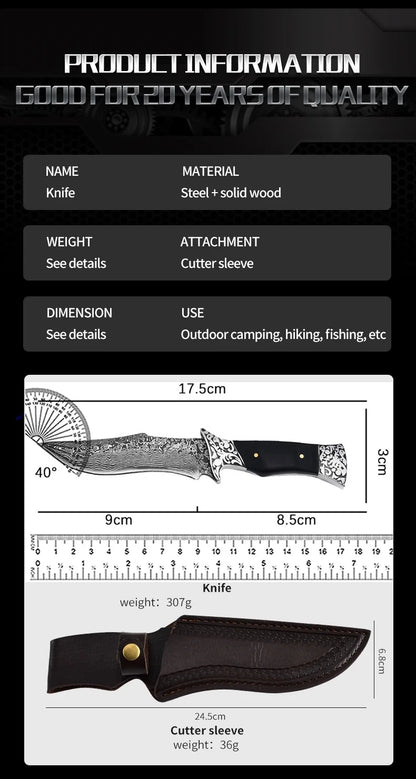 Portable Outdoor Knife – Sharp Straight Blade for Fishing, Camping, and Field Use