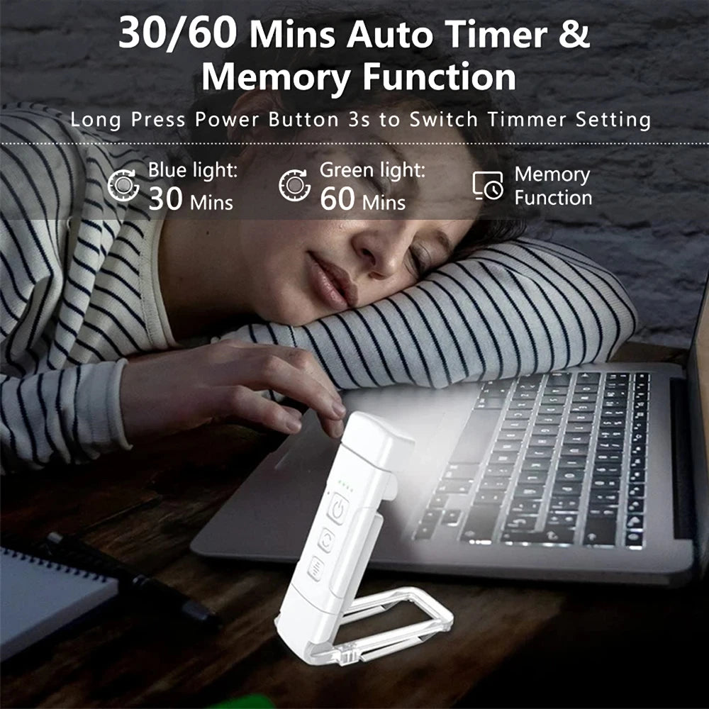 HOMEFISH USB Rechargeable Book Light – Clip-On Reading Lamp with Timer, 3 Colors & 5 Brightness Levels