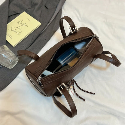 2024 Multifunctional Cylinder Shoulder Bag for Women – Luxury Crossbody Handbag with Pendant