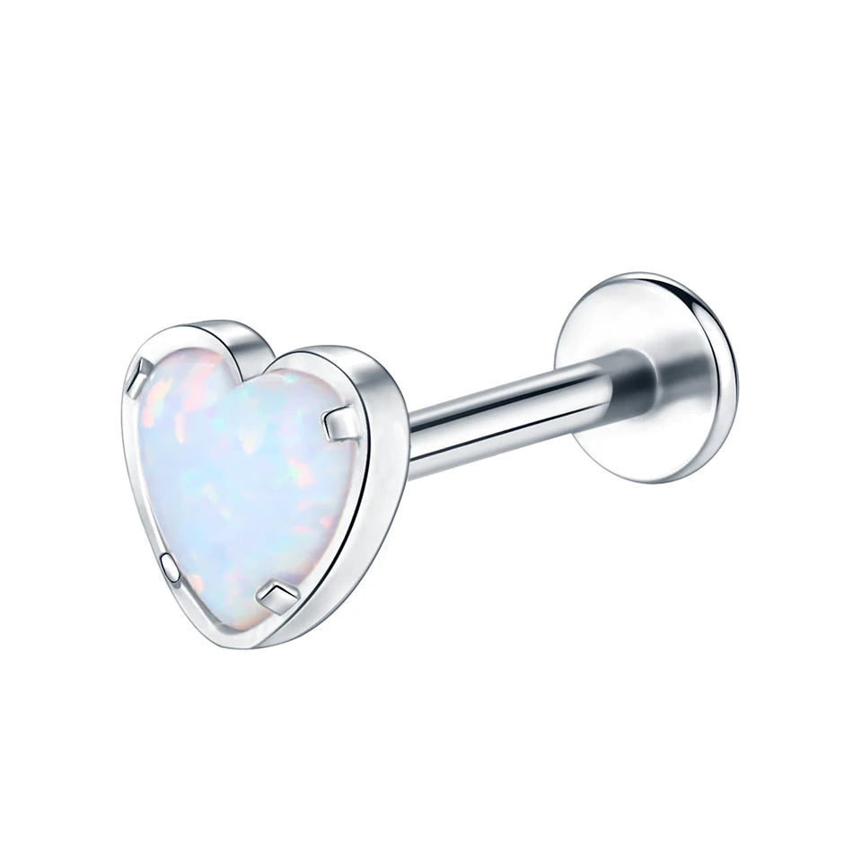Titanium CZ Tragus & Helix Stud – Internally Threaded Labret Lip Ring Piercing Earring (1PC)