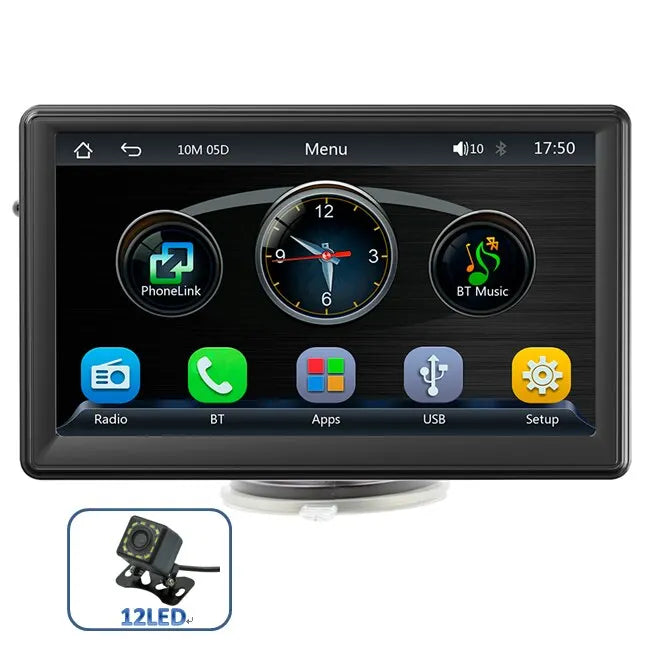 Universal 7-Inch Car Radio Multimedia Player – Wireless CarPlay & Android Auto Touchscreen with Sun Visor B500