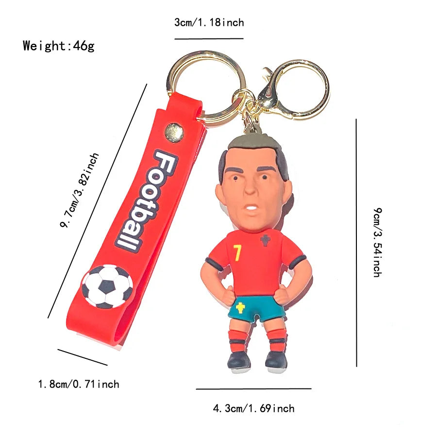 Creative Cartoon CR7 Football Keychain – Cute Cristiano Ronaldo Penalty Kick Bag Charm for Men & Women