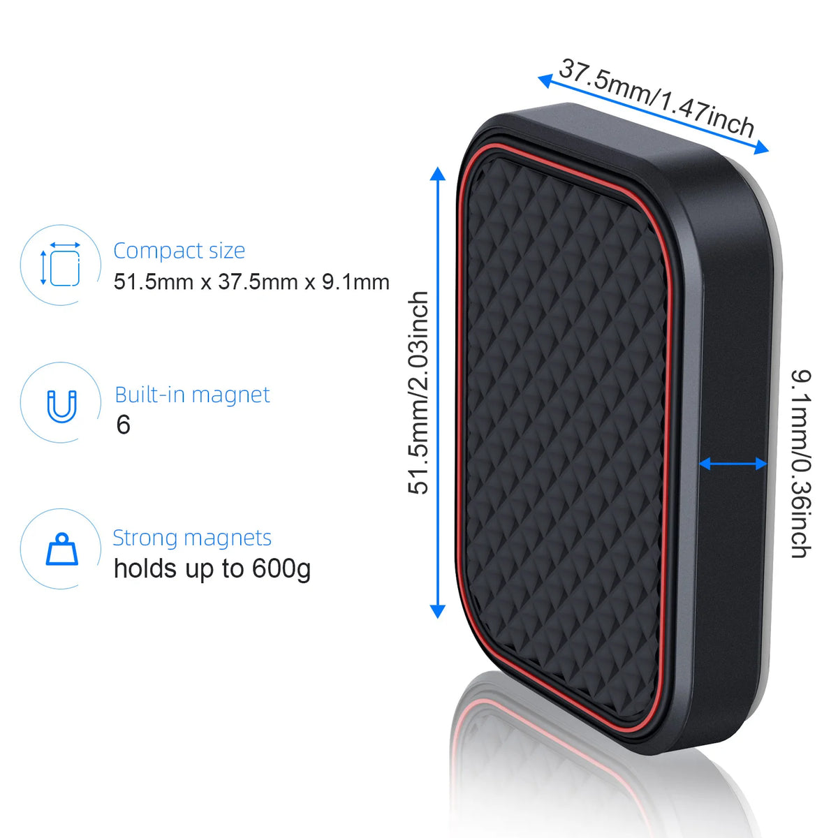 Magnetic Car Phone Mount - Flat Rectangle Smartphone Holder for Car Dashboards, Desks, and Metal Surfaces