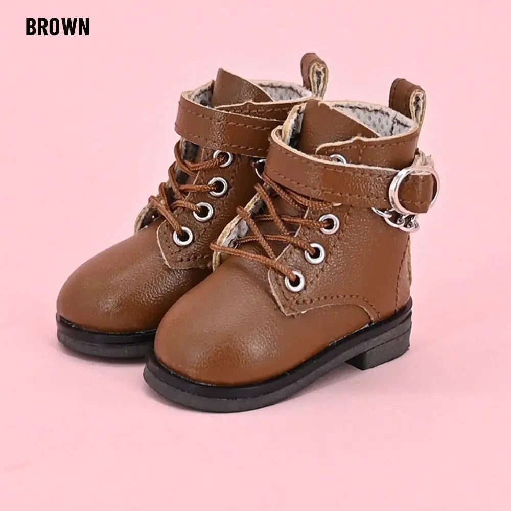 5–15cm Fashion Doll Leather Shoes – Casual Cotton Boots with Chain for 1/6 BJD Dolls