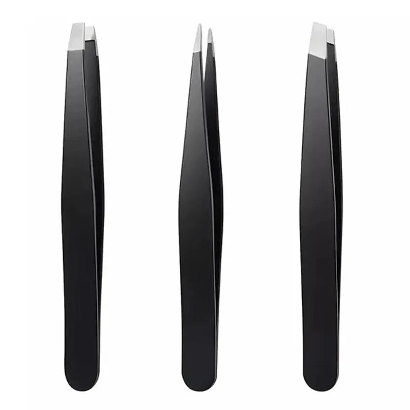 3-Piece Stainless Steel Eyebrow Tweezers Set – Precision Sharp Flat, Slanted & Pointed Hair Removal Tools