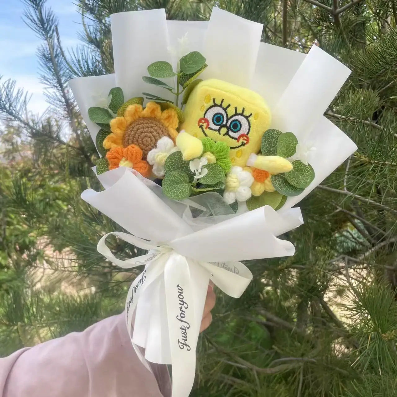SpongeBob SquarePants Plush Set – Patrick Star, Gary & Squidward Tentacles Handmade Flower Bouquet Toys, Perfect Christmas, Birthday & Graduation Gift