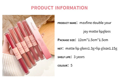 Double-End Lip Glaze – Glossy Mirror & Matte Velvet, Long-Lasting Color & Moisture, Anti-Stain Lip Gloss Cosmetic