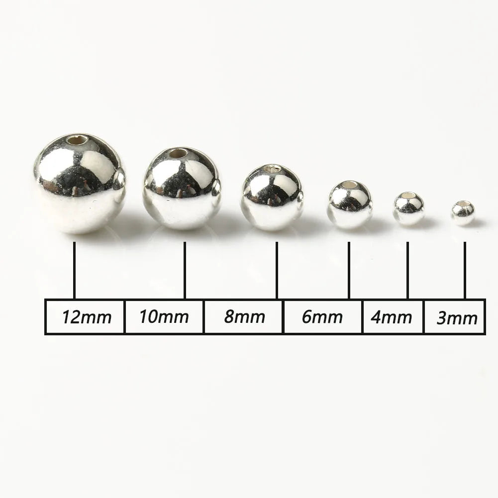 Round Spacer Beads 3–12mm – Gold & Silver CCB Smooth Loose Balls for DIY Bracelet Jewelry Making Accessories