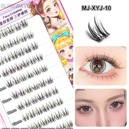 Large Capacity Girls’ Glue-Free False Eyelashes – Natural Wispy Reusable Bottom & Top Lashes, Easy Apply
