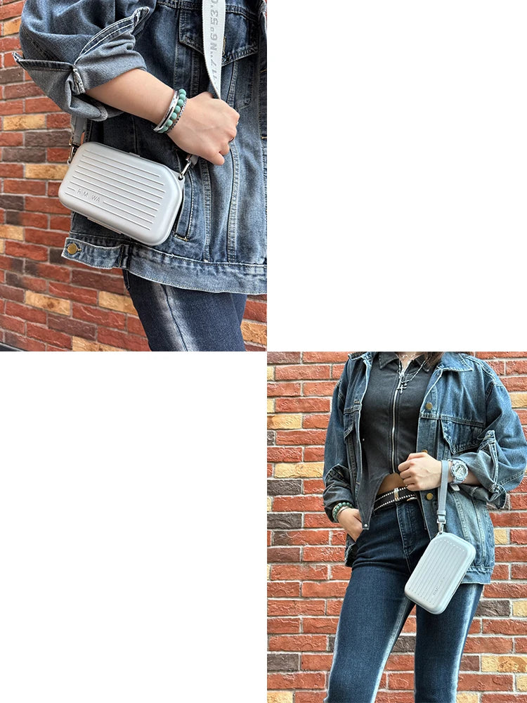 2025 RMWA Light Luxury Single-Shoulder Crossbody Bag — Vertical Aluminum-Magnesium Alloy Travel Bag, Silver Stylish Luggage