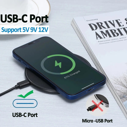 200W Fast Wireless Charger Pad — Induction Charging for iPhone 16/15/14/13/XS Max/Mini/X/XR & Samsung Xiaomi Huawei