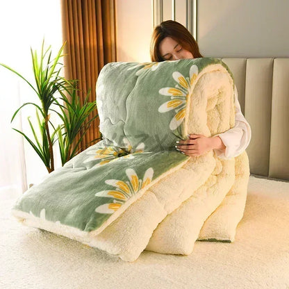 Super Thick Plaid Fleece Blanket – Soft, Warm, Fluffy Winter & Autumn Comforter Quilt