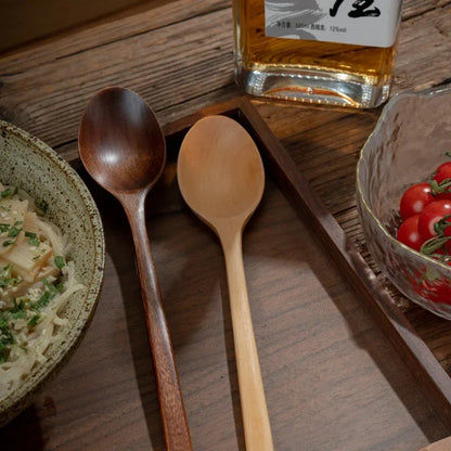 5-Piece Wooden Spoon and Fork Set – Eco-Friendly Natural Ellipse Ladle for Cooking, Tableware Accessories