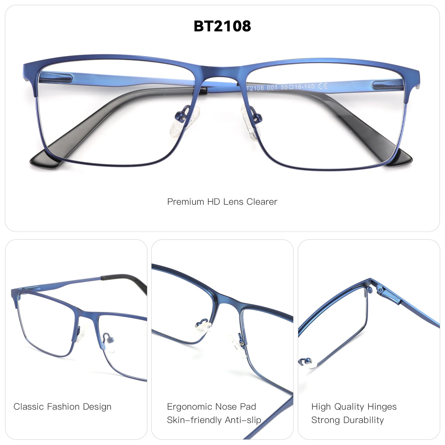 ZENOTTIC Titanium Progressive Glasses - Men's Square Anti Blue Light Photochromic Prescription Eyewear for Myopia Vision Correction