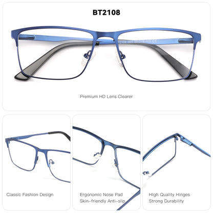 ZENOTTIC Titanium Progressive Glasses - Men's Square Anti Blue Light Photochromic Prescription Eyewear for Myopia Vision Correction