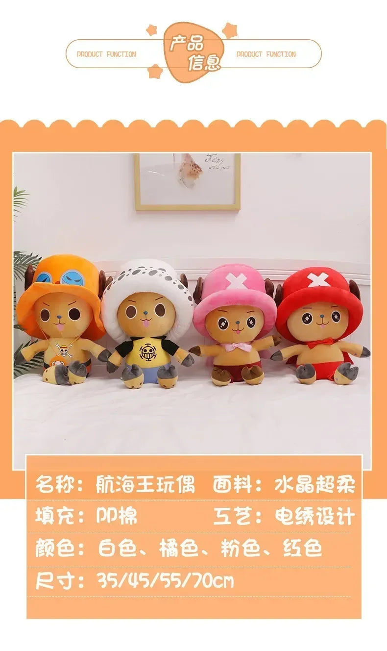35-70cm One Piece Tony Tony Chopper Plush Doll – Soft Anime Figure, Bedroom Decoration, Sleeping Pillow & Kids Xmas Gift Toy