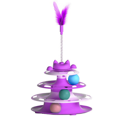 Interactive Cat Toy - Funny Turntable, Wand Stick & Ball Set for Boredom Relief