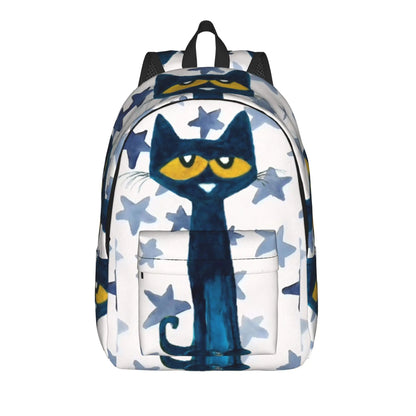 Pete The Cat Casual Backpack - Cartoon Student Laptop Shoulder Bag With Pocket For Men And Women