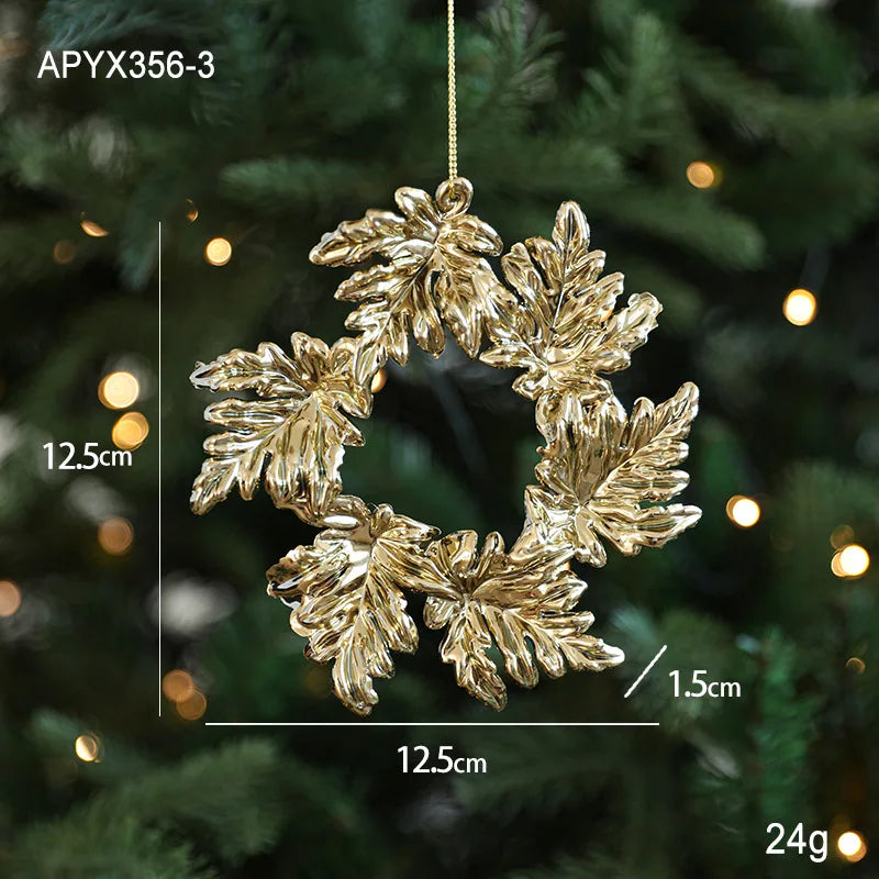 Christmas Tree Ornaments – Gold Plastic Balls with Butterfly, Dragonfly, Angel & Snowflake Decorations