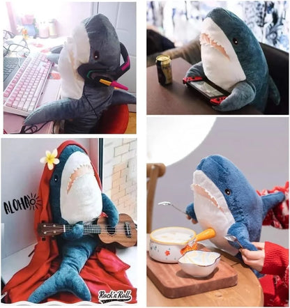 Shark Plush Toy Pillow - Soft Stuffed Sea Animal Birthday Gift and Cute Room Decor for Kids