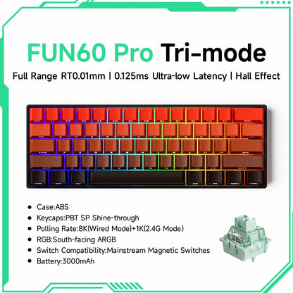 Akko MonsGeek FUN60 60% Mechanical Gaming Keyboard – Magnetic Switch, 8K Rapid Trigger, ARGB HE/TMR Custom Keyboard