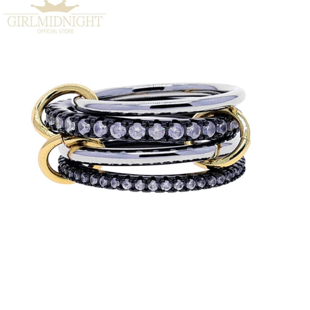 2026 Spinelli Stacking Rings - Iced Out 5A CZ Micro Pave Multi-Piece Engagement Finger Jewelry Set for Women