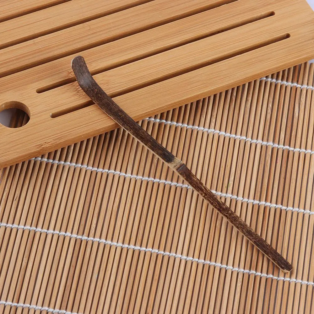 Small Bamboo Tea Sticks – Matcha Spoon, Black Bamboo Wood Tea Shells Leaf Spatula, Handmade Spice Kitchen Tool Teaware