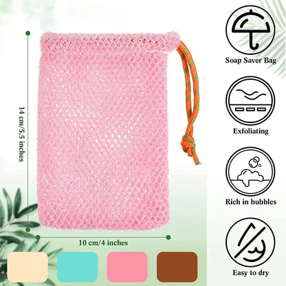 Thicken Nylon Soap Saver Bag Pouch for Plentiful Bubble Foam - Exfoliating Soap Mesh Bags for Shower Soaps Holder Pocket