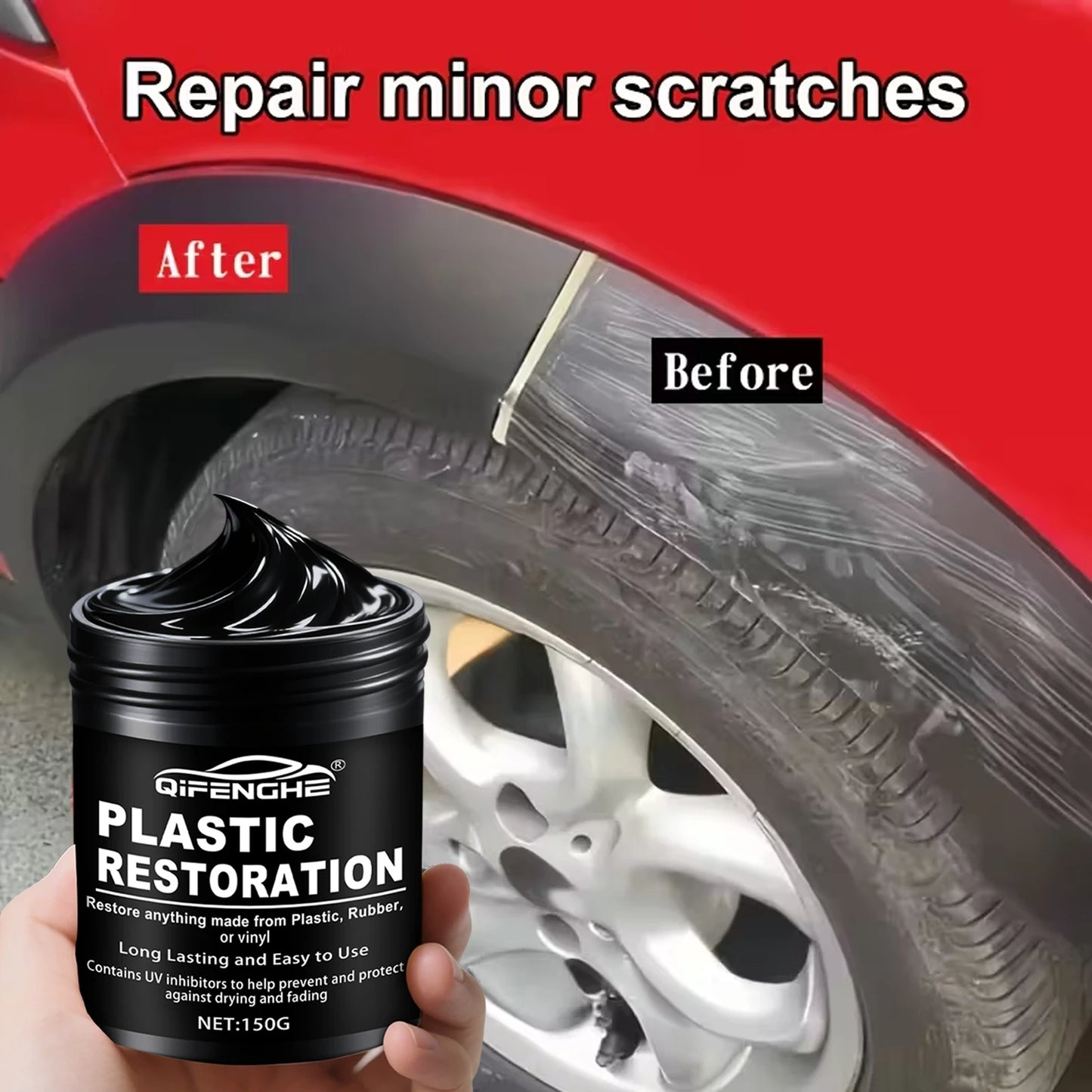 Car Plastic Restorer Polish Paste 150g - Tire, Interior & Bumper Shine & Long-Lasting Automotive Protection