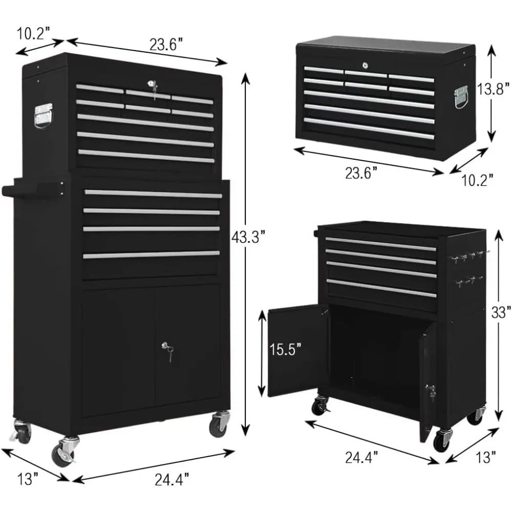 13-Drawer Tool Chest with Wheels & Double Door – Large Detachable Mechanic Toolbox with Sliding Drawers for Garage Storage