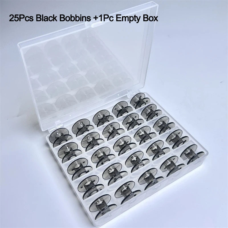 25-Spool Bobbin Storage Box - Plastic Sewing Machine Bobbin Case & Organizer