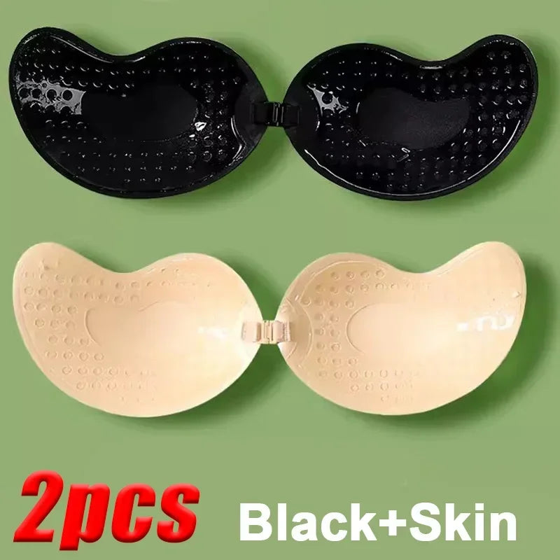 Invisible Strapless Adhesive Push-Up Bra – Seamless Silicone Stick-On Bralette with Nipple Covers Women’s Lingerie Underwear Support Bra