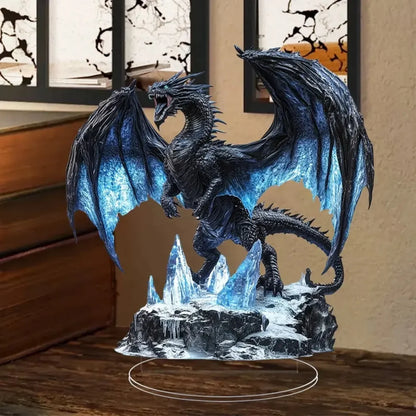 Black Dragon Lightning Acrylic Plaque - 2D Decorative Display Sign for Home, Office, Cafe & Studio