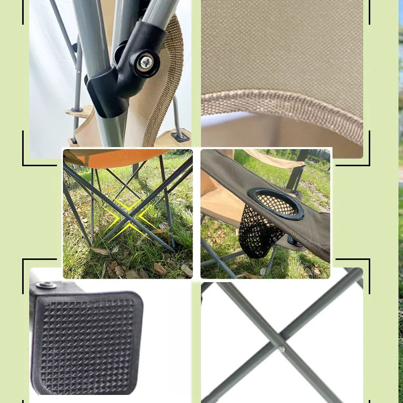 Portable Outdoor Folding Chair – Sunshade Armchair for Camping, Fishing, Picnic & Beach Use, Lightweight Travel Seat