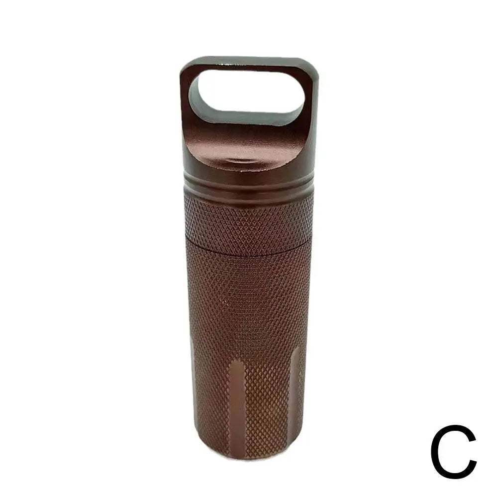 Aluminum Alloy Airtight Pill Container — Portable Waterproof EDC Single-Chamber Capsule Holder & Medicine Case