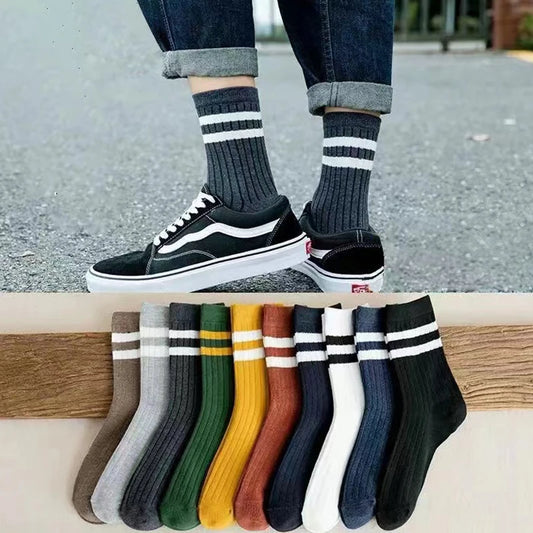 5/10 Pairs Striped Harajuku Retro Socks - Casual, Breathable Cotton Socks for Men & Women