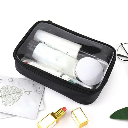 Transparent Travel Cosmetic Bag - Waterproof Zipper Makeup & Toiletry Organizer Case