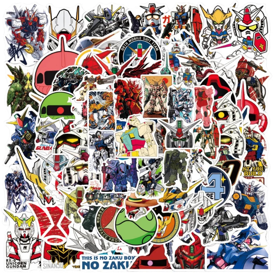 Anime & Gundam Sticker Set - 100/200-Piece Waterproof DIY Decals for Luggage, Laptops, Cars and More