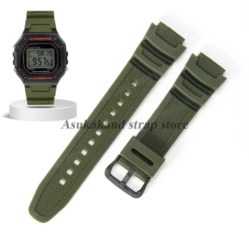 18mm Silicone Watch Strap for Casio W218H AE-1200 AE-1100 SGW-300/400 MRW-200 - Sport Resin Rubber Replacement Wristband